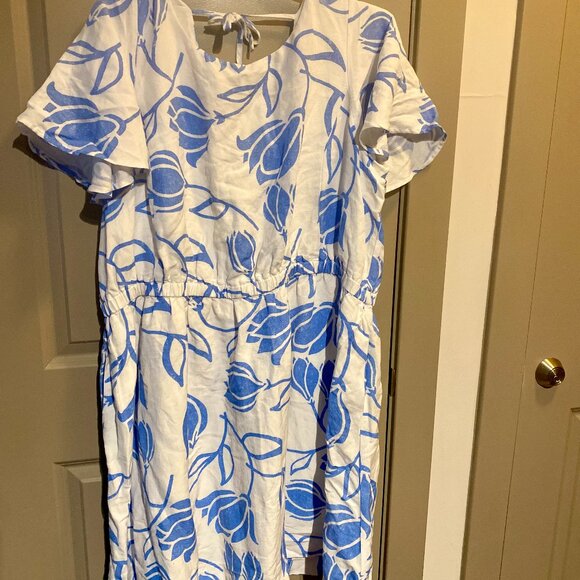 Lane Bryant Short Flutter Sleeve Square Neck Tie-Back Top Dress - Size 24 - Picture 3 of 9